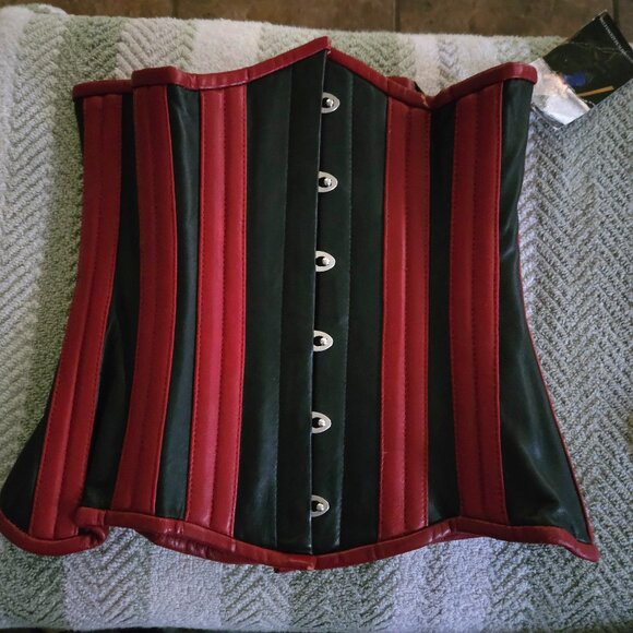 NWT SMALL 24" tight lacing long line LEATHER corset - Picture 1 of 16